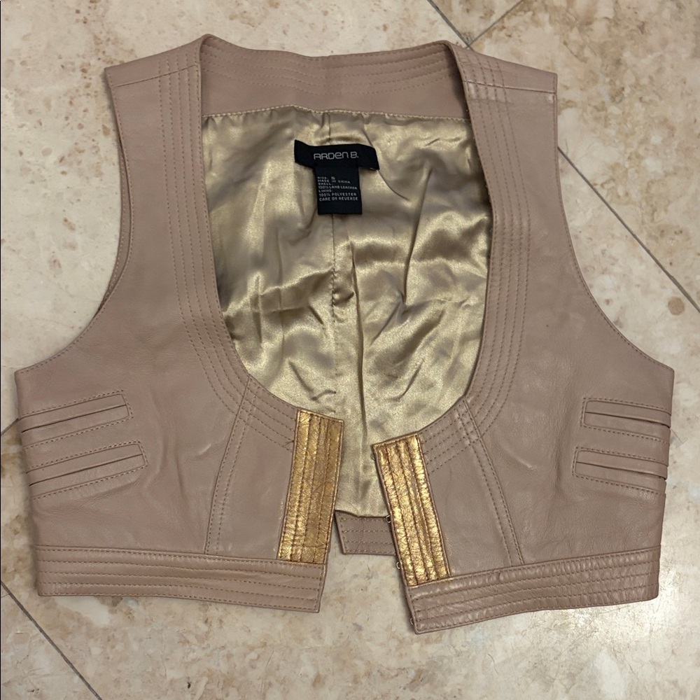 Arden B Gold Leather Vest